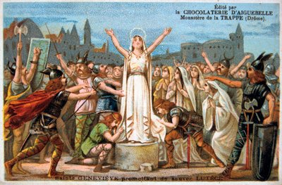 Die heilige Genoveva verspricht, Lutetia zu retten, Mittelalter. 19. Jahrhundert von Ferdinand Victor Eugene Delacroix