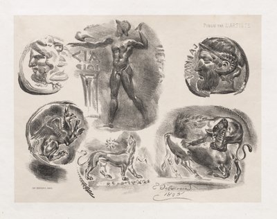Blatt mit sechs antiken Münzen, 1825 von Ferdinand Victor Eugene Delacroix