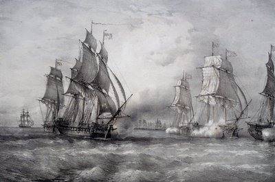 Paul Jones greift die britische Flotte unter dem Kommando von Pearson an und kommt aus der Ostsee von Ferdinand Victor Perrot