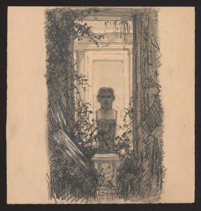 Männliche Herme im Garten, vor einem Fenster von Ferdynand Ruszczyc