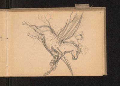 Pegasus mit Reiter im Flug; verso: zusammen mit Karte 18 Notizen zu Farbpreisen von Ferdynand Ruszczyc