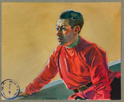 Gefangener Lafontan spielt heute Abend im Lager-Theater, Gustrow von Fernand Barbier