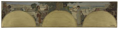 Skizze für das Pariser Rathaus: Geschichte der Schrift - die alten Zeiten, ca. 1890 von Fernand Cormon