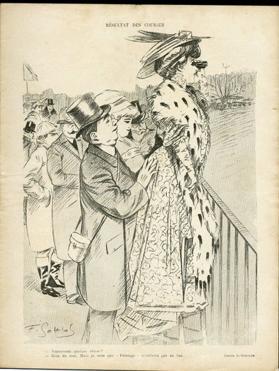 Illustration von Gottlob (1873-1935) in Le Lire, 21/12/07 - Ergebnisse der Rennen - Liebe, Mode, Leben der Reichen, Hippismus - Frauen von Fernand Louis Gottlob