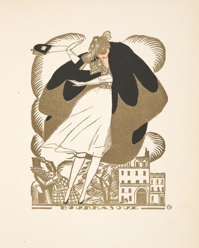 Bourrasque, aus einer Sammlung von Modeplatten, 1920 (Pochoir-Druck) von Fernand Siméon