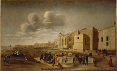 Panoramablick auf das Jeronimos-Kloster und den Belem-Platz, Lissabon von Filipe Lobo