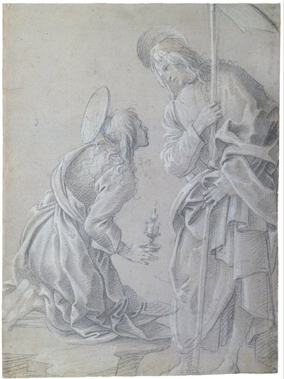 Kniende Heilige Maria Magdalena und stehender Christus von Filippino Lippi