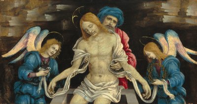 Pietà Der tote Christus betrauert von Nikodemus und zwei Engeln, ca. 1500 von Filippino Lippi