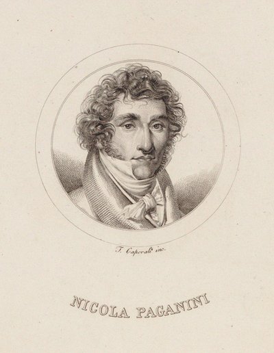 Porträt von Niccolò Paganini 1782-1840, 1840 von Filippo Caporali