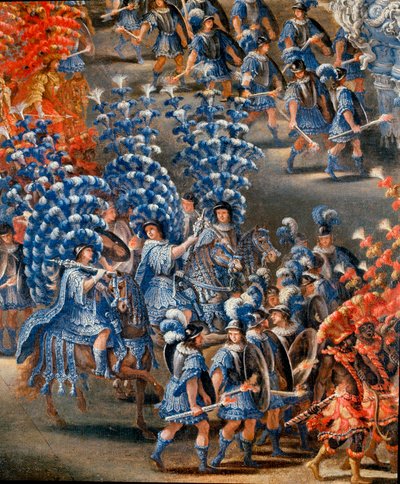 Fest im Palazzo Barberini zu Ehren von Christine von Schweden am 28.02.1656 (Detail). Gemälde von Filippo Lauri (1623-1694) und Filippo Gagliardi (gestorben 1659). 17. Jahrhundert Rom, Museum von Rom von Filippo Lauri