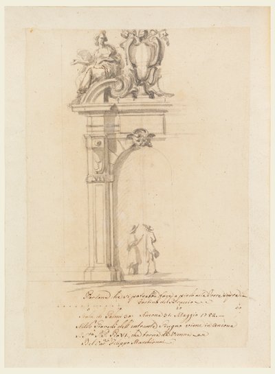 Entwurf für ein Tor zur Empfangnahme von Papst Pius VI. aus Deutschland, in Ancona, Mai 1782 von Filippo Marchionni