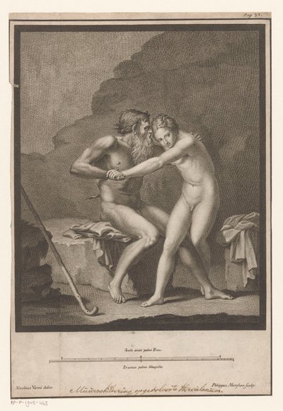 Nackter Faun belästigt einen nackten Jüngling oder eine Nymphe von Filippo Morghen