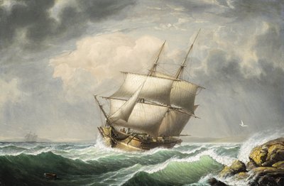 Brigg vor der Küste von Maine von Fitz Henry Lane