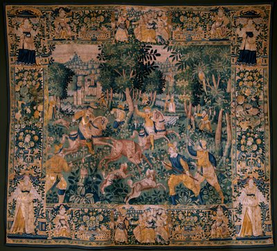 Flämischer Wandteppich. Hirschjagd. Atelier von Oudenaarde. 295x331cm. Inv (82941)-1 / PRIVE. 17. Jahrhundert. von Flemish School
