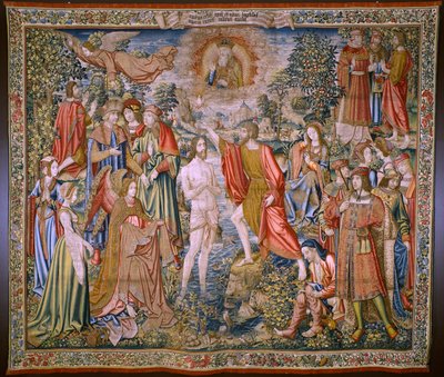 Flämischer Wandteppich. Serie Die Geschichte von Johannes dem Täufer: Die Taufe Christi. 1515-1520. von Flemish School