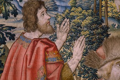 Flemischer Wandteppich. Serie Die Geschichte von Johannes dem Täufer: Die Taufe Christi. Brüsseler Atelier. 1515-1520. von Flemish School