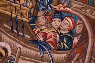 Serie Die Portugiesen in Indien: Die Ankunft in Calicut (De Aankomst in Calicut, Llegado de Vasco de Gama a Lisboa). Ca. 1510. Sammlung Caixa Geral de Depósitos, Lissabon. (Detail) von Flemish School