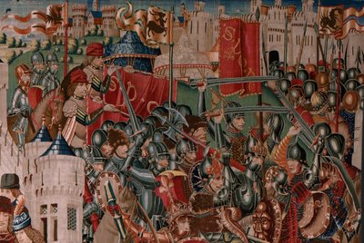 Flämischer Wandteppich. Serie Unbekannt. Römische Geschichte? Tarquinius Priscus. Herstellung Brüsseler Werkstätten?. Ca 1475. Stoff Wolle und Seide, 6 Ketten pro cm. Herkunft Eine Spende von Graf Alba de Aliste, sie kam 1608 in die Kathedrale. Standort von Flemish School