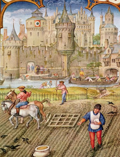 Fol.10v Monat Oktober: Aussaat, aus Breviarium Grimani, ca. 1515 von Flemish School