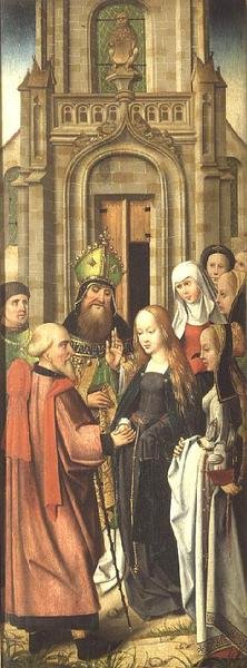 Die Hochzeit der Jungfrau, frühes 16. Jahrhundert (rechter Flügel des Triptychons) von Flemish School