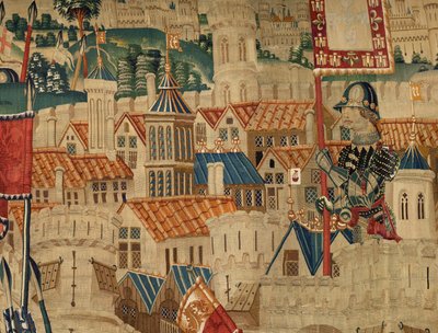 Serie Eroberungen von König Alfons I. von Portugal (Conquistas de Alfonso V de Portugal). Eroberung von Tanger (Toma de Tánger, De inname van Tanger). Tournai. Wolle und Seide. von Flemish School