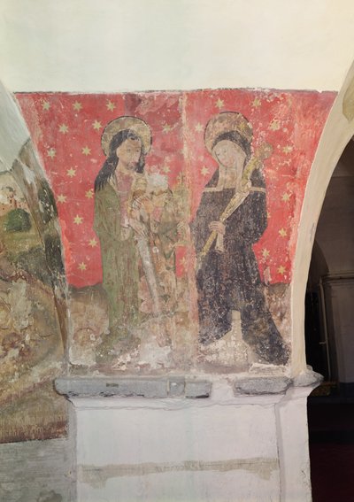 St. Simon und St. Claire, Wandgemälde aus der Krypta, ca. 1480-1540 von Flemish School