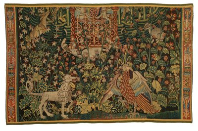 Wandteppich, Park au Cerfs Fragment, hergestellt ca. 1500-25 von Flemish School