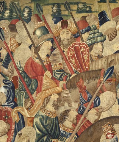Wandteppich, der die Eroberungen von König Alfons V. von Portugal zeigt, Tournai. Detail. von Flemish School