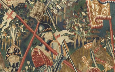 Wandteppich mit den Eroberungen von König Alfons V. von Portugal, Tournai. (Detail) von Flemish School