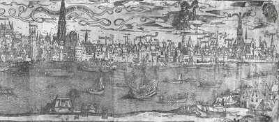 Ansicht des Hafens von Antwerpen, Detail des rechten Abschnitts, 1515-50 von Flemish School
