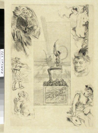 Große Lyra. Titelbild für die 1887er Ausgabe von Mallarmés Werken. von Félicien Rops