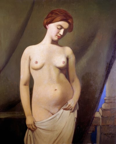 Weiblicher Akt, grüner Vorhang von Félix Vallotton