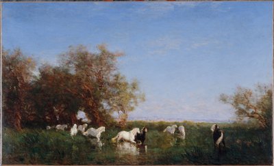 Wilde Pferde in der Camargue, zwischen 1890 und 1895 von Félix Ziem