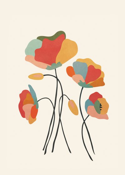 Bunte abstrakte Mohnblumen von Flow Line