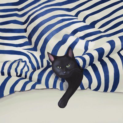 Neugierige schwarze Katze von Flow Line