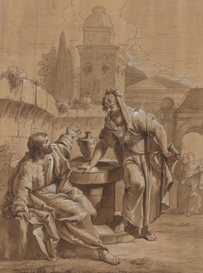 Christus und die Frau von Samaria von Follower of Francesco Fontebasso