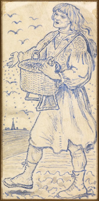 November, der Sämann: Studie für eine Fliese in der Queens College Hall, Cambridge von Ford Madox Brown