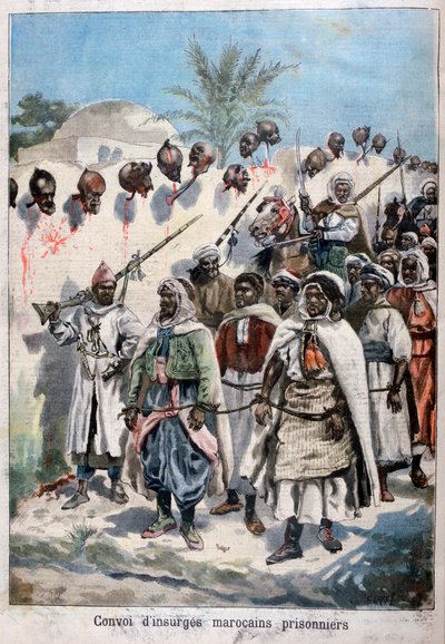 Kolonne von gefangenen marokkanischen Aufständischen in Tadla durch die Armee von Sultan Abdul-Hafiz, 1897 von Fortuné Méaulle