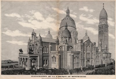 Einweihung der Basilika Sacré-Cœur in Montmartre im Jahr 1891 (Erscheinung des Denkmals nach vollständiger Fertigstellung) - Gravur von Meaulle im Jahr 1891 von Fortune Louis Meaulle