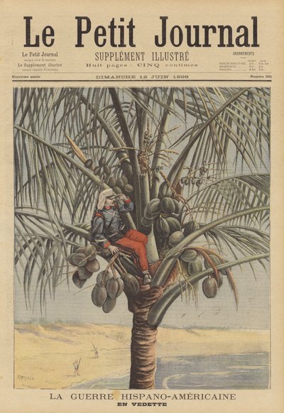 Der Spanisch-Amerikanische Krieg: ein spanischer Ausguck in einer Kokospalme von Fortune Louis Meaulle
