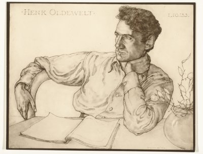 Fotoreproduktion eines Porträts von Henk Oldewelt durch Han van der Kop von Foto atelier Bijl