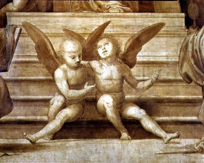 Das große Ratsaltarbild, Detail mit zwei Engeln von Fra Bartolomeo