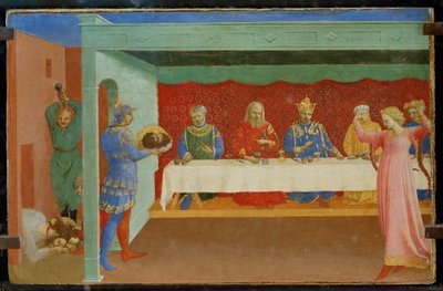 Predella eines Altars: Die Enthauptung des Heiligen Johannes des Täufers und das Fest des Herodes, mit Salome tanzend von Fra (c.1387 1455) Angelico