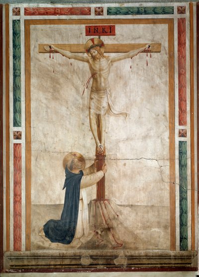 Der heilige Dominikus am Fuß des Kreuzes von Fra  Angelico