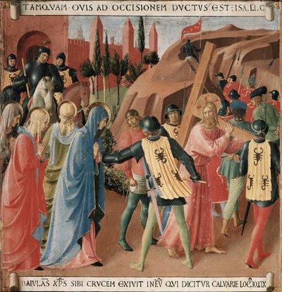 Geschichte des Lebens Christi: der Aufstieg nach Golgatha, das Tragen des Kreuzes von Fra Angelico