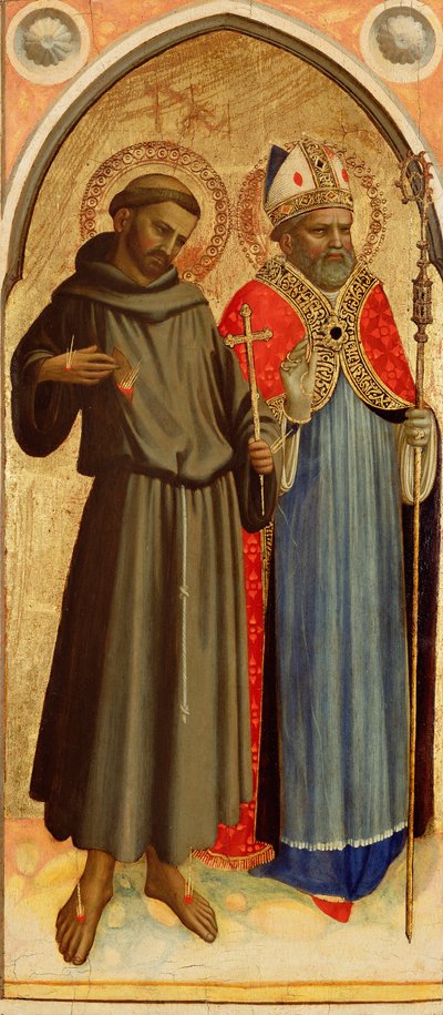 Heiliger Franziskus und ein Bischofsheiliger von Fra Angelico