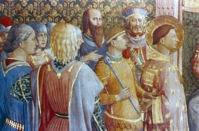 Der heilige Laurentius vor dem Tribunal des Decius (Detail), Mitte des 15. Jahrhunderts von Fra Angelico
