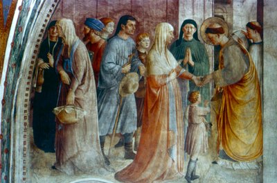 St. Stephan verteilt Almosen, Mitte 15. Jahrhundert von Fra Angelico
