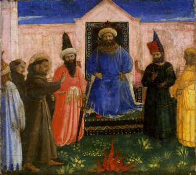 Die Feuerprobe des St. Franziskus vor dem Sultan von Fra Angelico