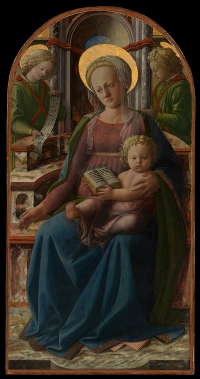Thronende Madonna mit Kind und zwei Engeln von Fra Filippo Lippi